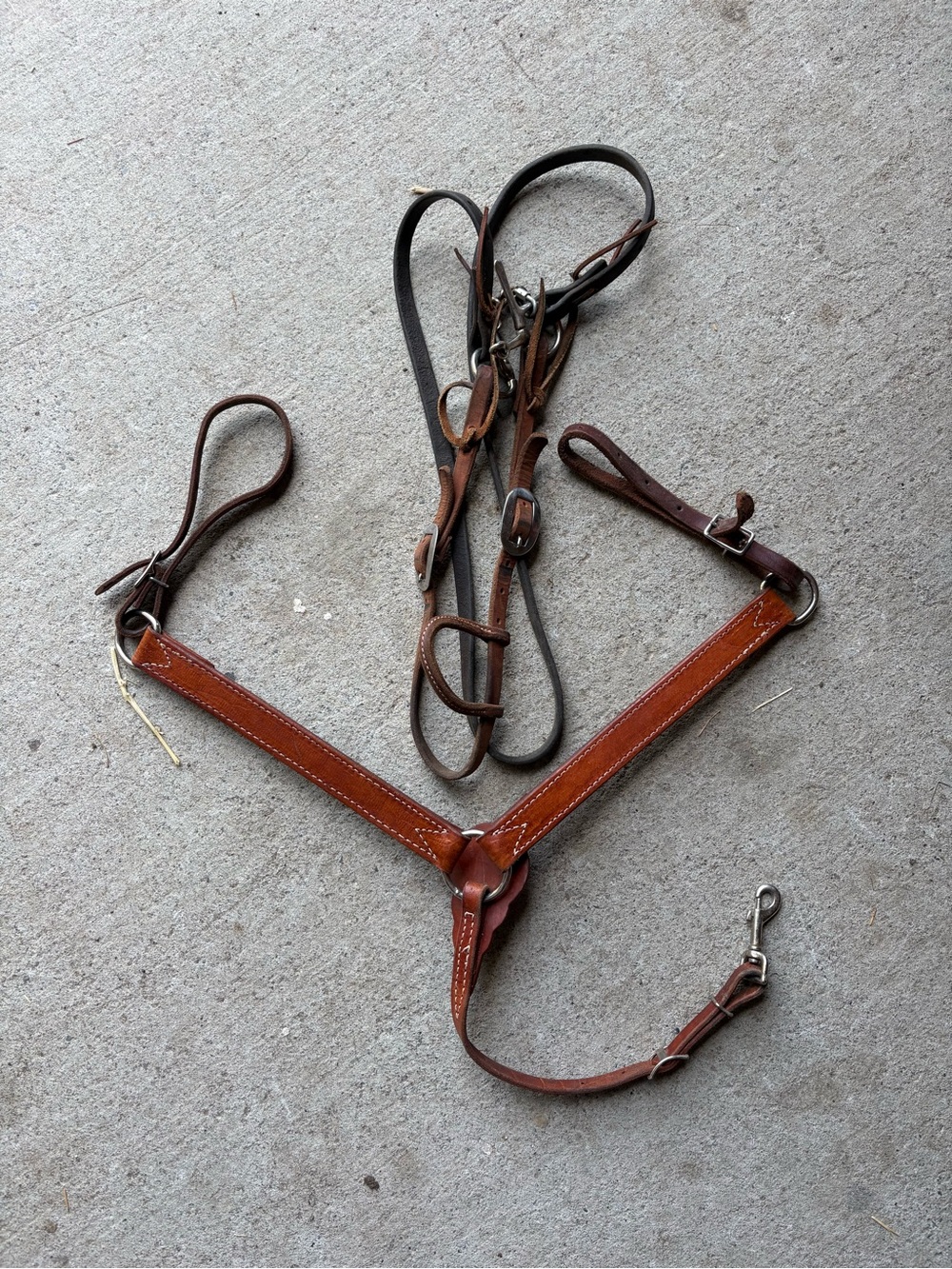 Performance pony headstall with bit and reins  and unmarked pony breastcollar